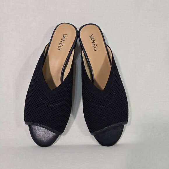 VANELi Finn Minimalist Comfort Blue Stretch Knit Open Toe Heels Size 9.5M New! - Picture 4 of 16